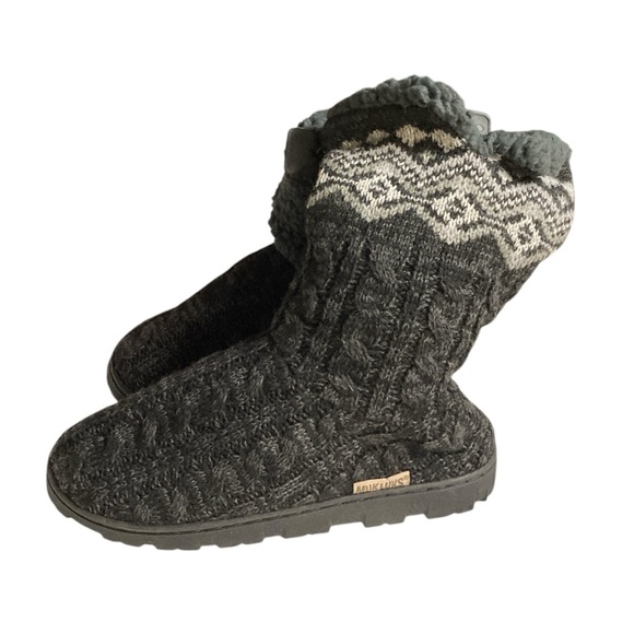 Muk Luks Tall Knit Fold Over Slipper Boots - Picture 9 of 12